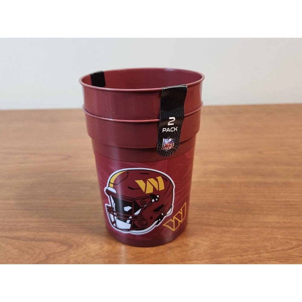 Washington Commanders 2 Pack Beverage Plastic Cups NFL Logo MRL Sports NWT